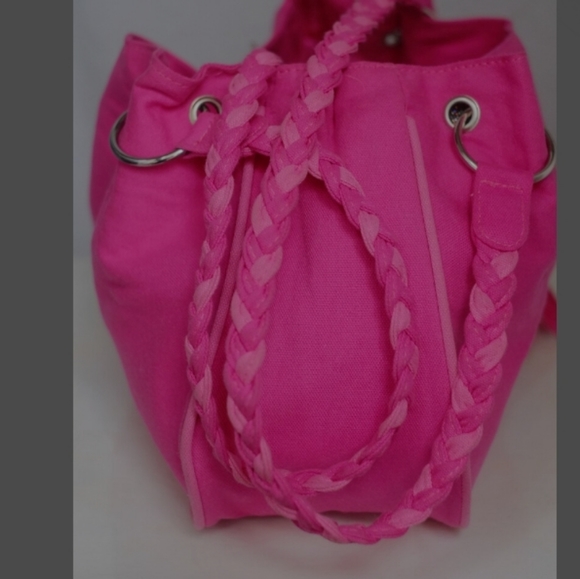 Lacoste Vintage Parfums Cosmetic Purse Braided Handle Tote Pink Bag Med… - Picture 4 of 9